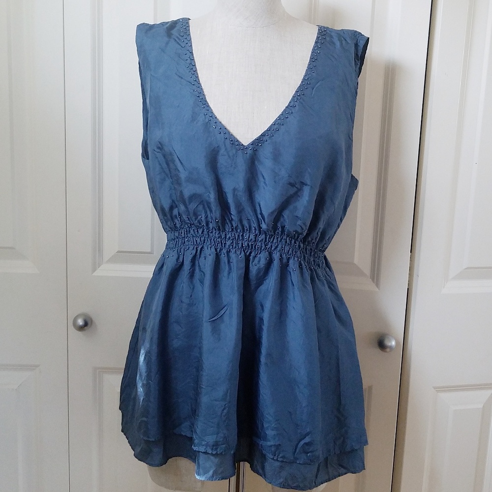 J. JILL Silk Top Beaded Sleeveless Blouse M